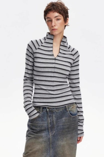 Vintage Striped Slim Knit Top