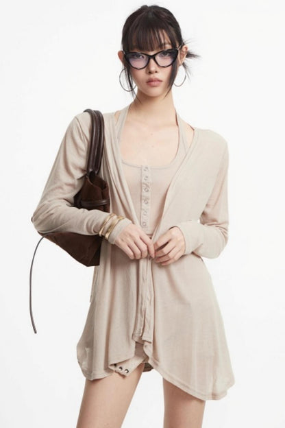 Apricot Retro Knitted Cardigan Set