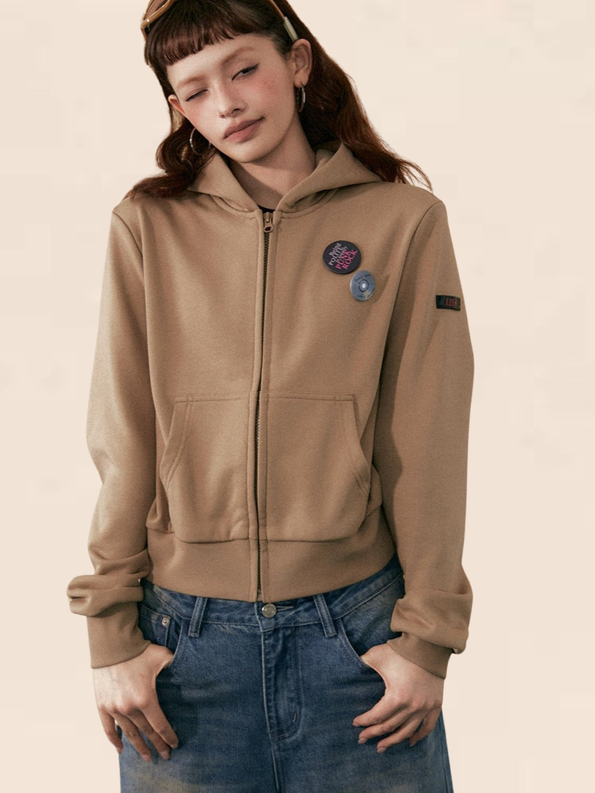 Two Side Pockets Hooded Jacket