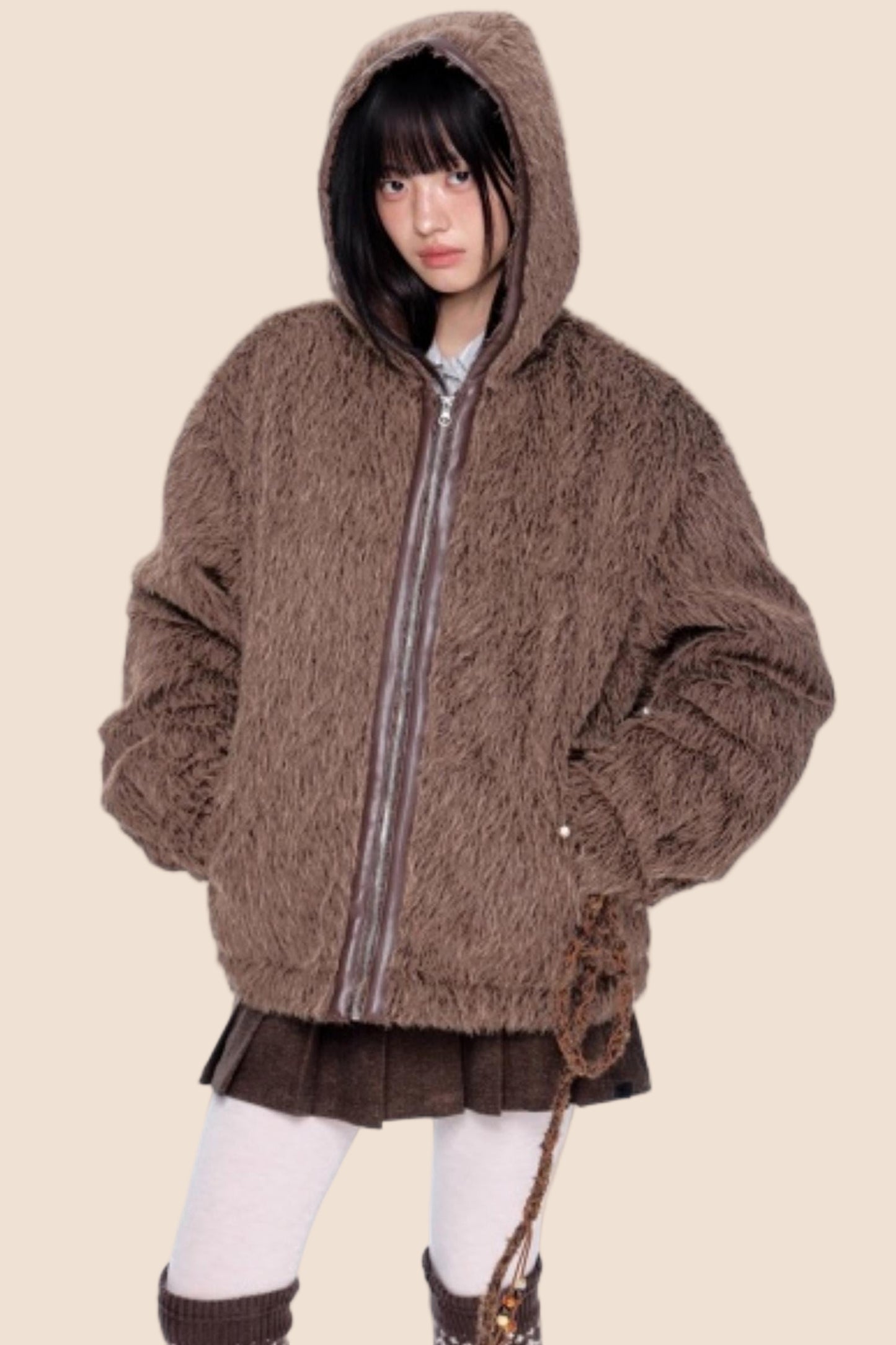 Furry Hooded Cotton Jacket