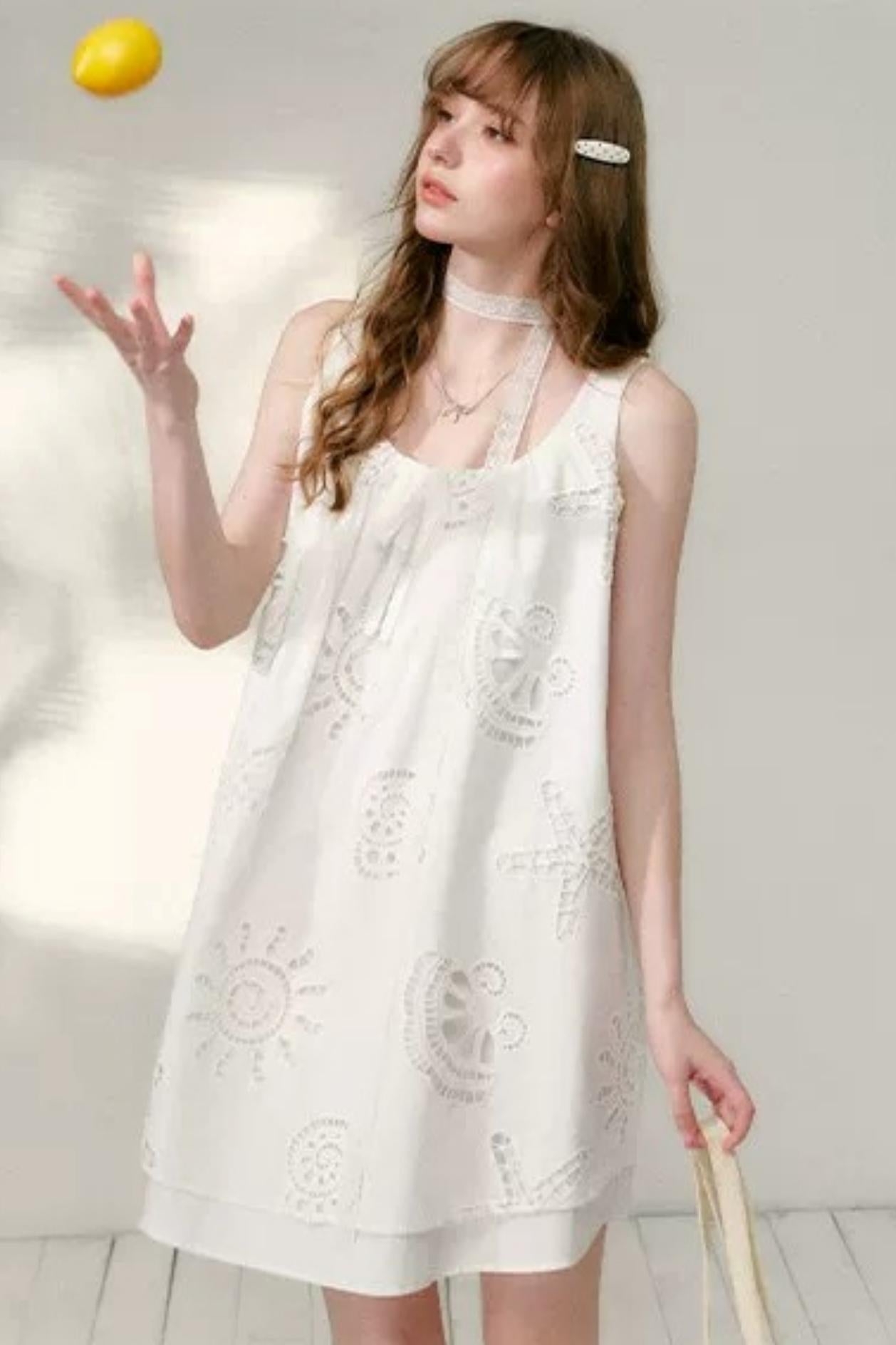 White Hollow A-Line Dress