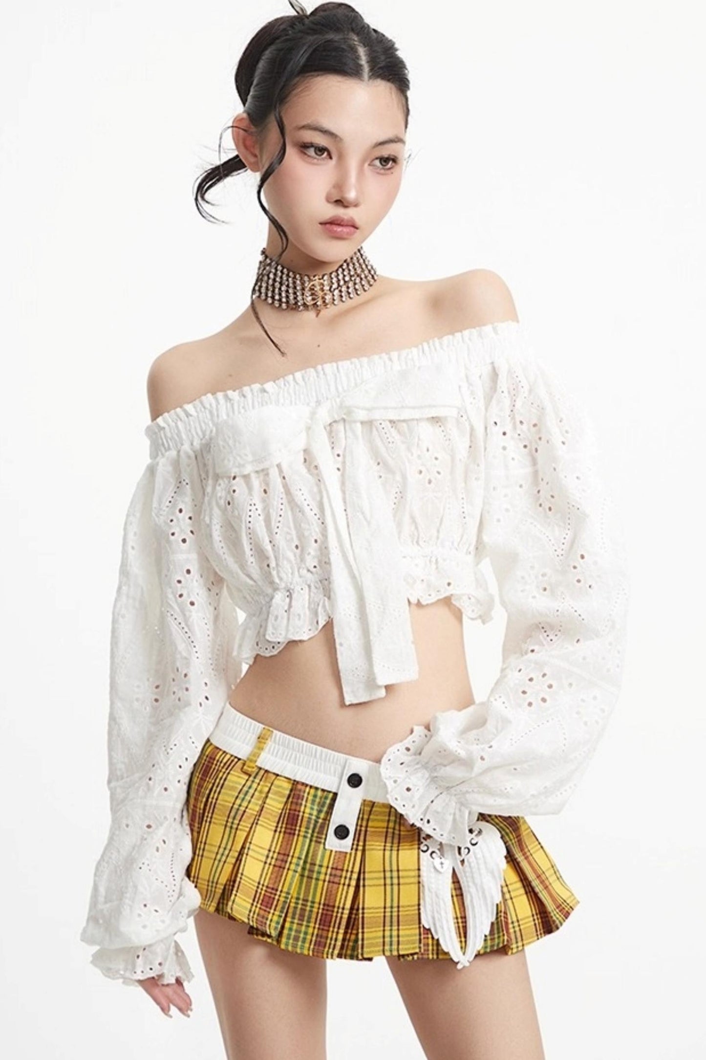 Vintage Puff One-Shoulder Long Sleeve Top