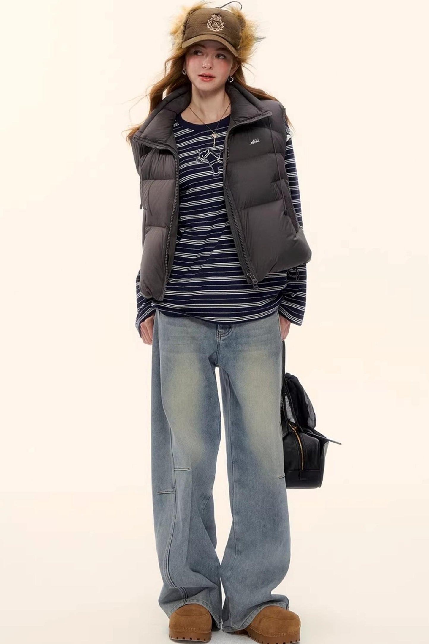 Striped Color-Blocked Crew Sweater