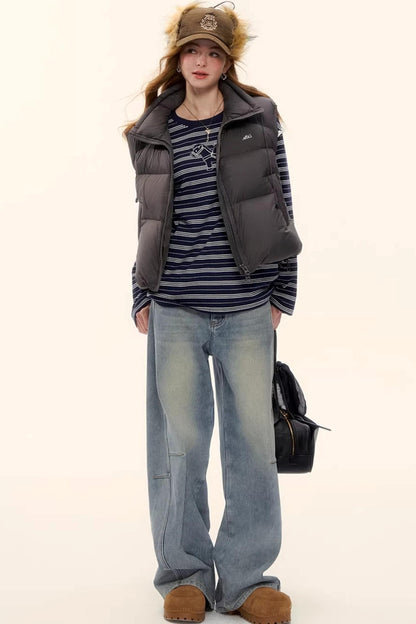 Striped Color-Blocked Crew Sweater