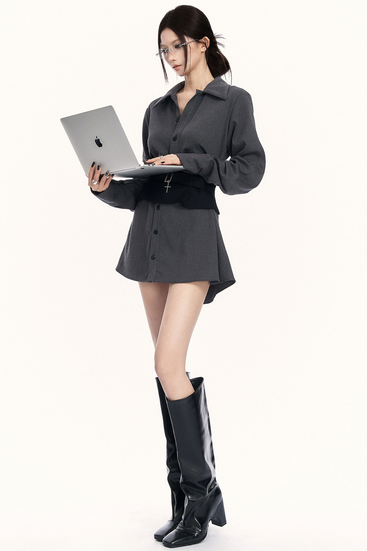 니치 허리 조임 셔츠 세트