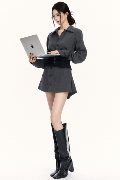 니치 허리 조임 셔츠 세트