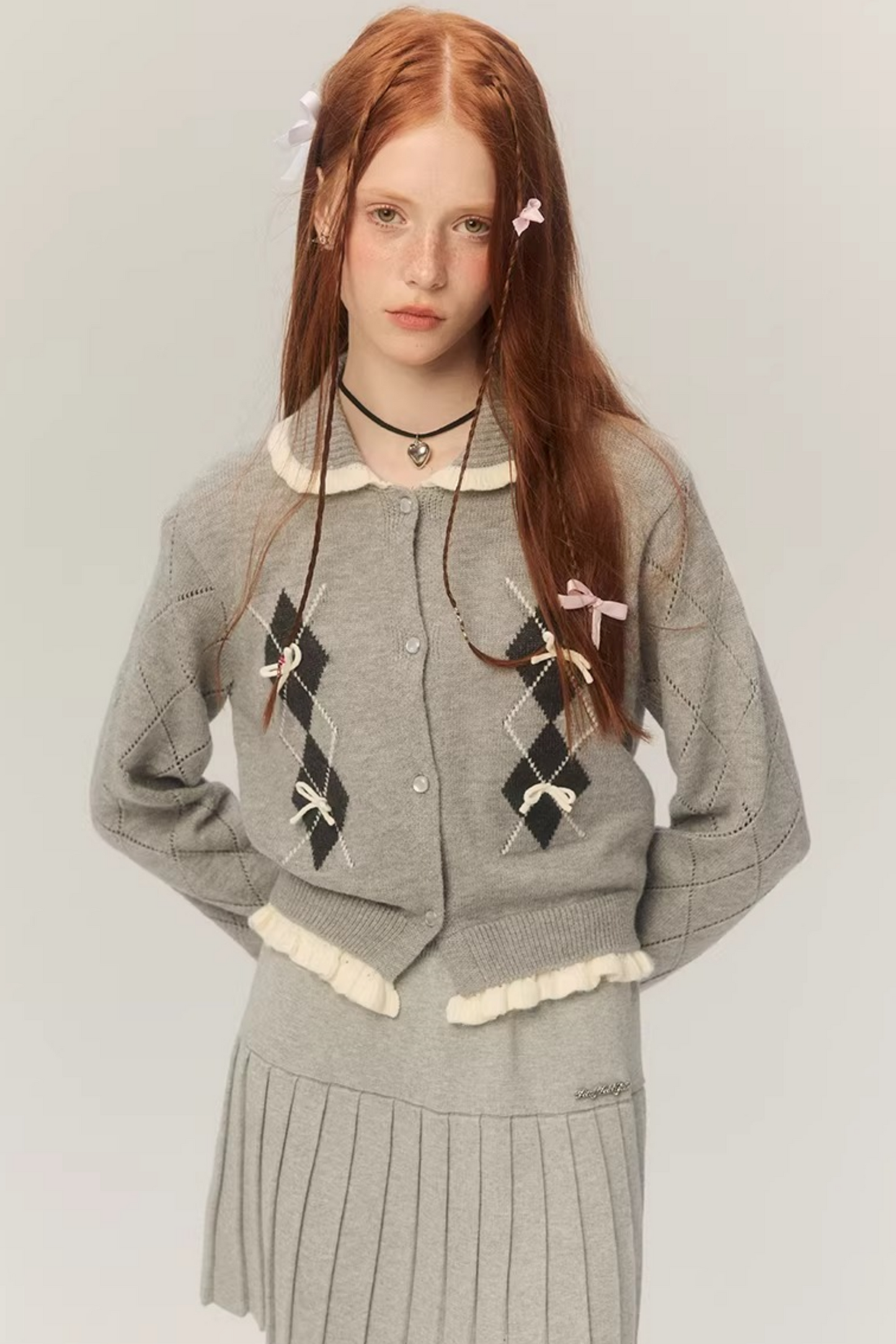 Retro Diamond Knit Cardigan