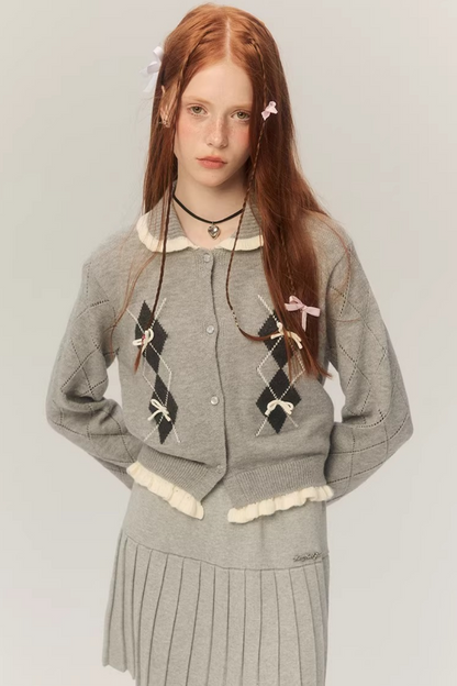 Retro Diamond Knit Cardigan