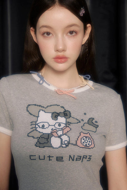 Original Cartoon Print Crop Top