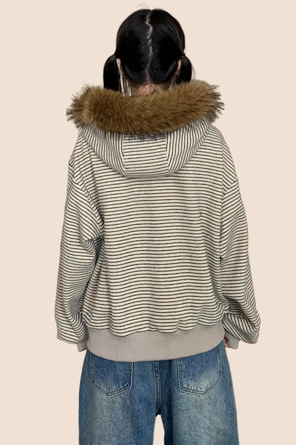 Vintage Striped Hooded Jacket