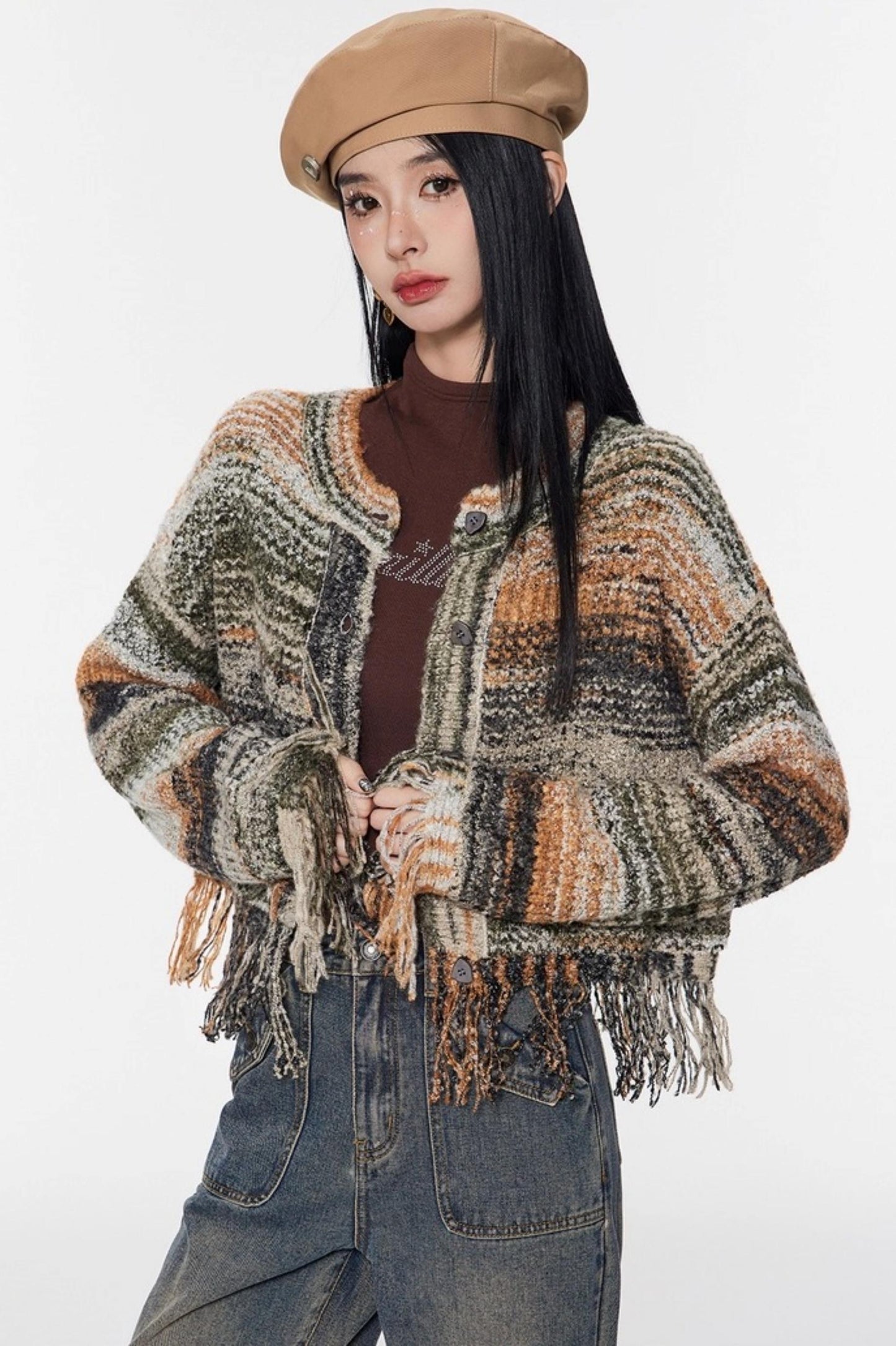 Vintage Gradient Knitted Cardigan