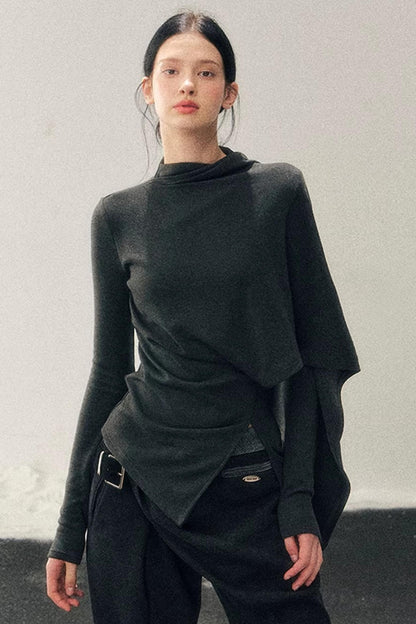 Irregular Waist-Cinching Winter Top