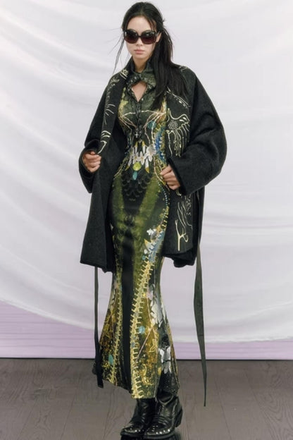 Bone Print Fishtail Dress