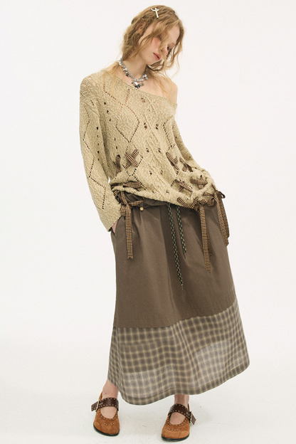 Plaid Patchwork Ruffled Skirt