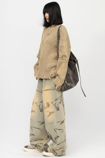 Vintage Distressed Black Sweater