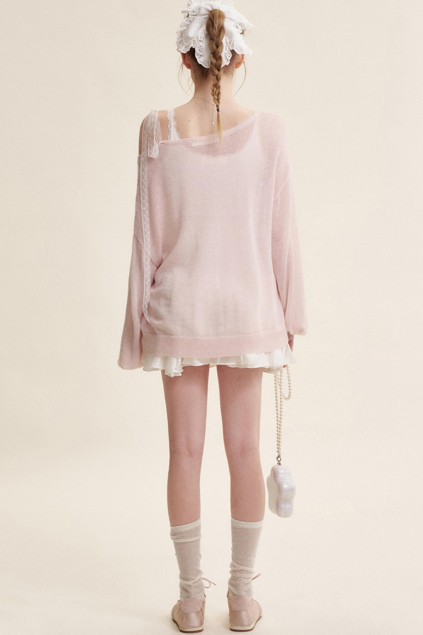 Slouchy Lace-Up Mohair Pullover Set