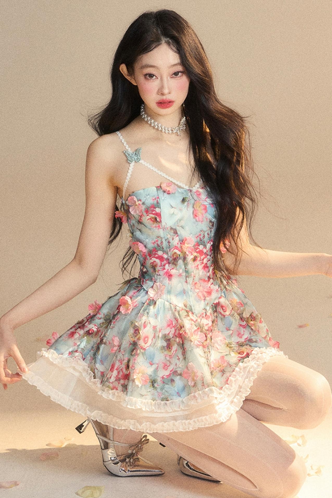 Vintage Floral Garter Dress