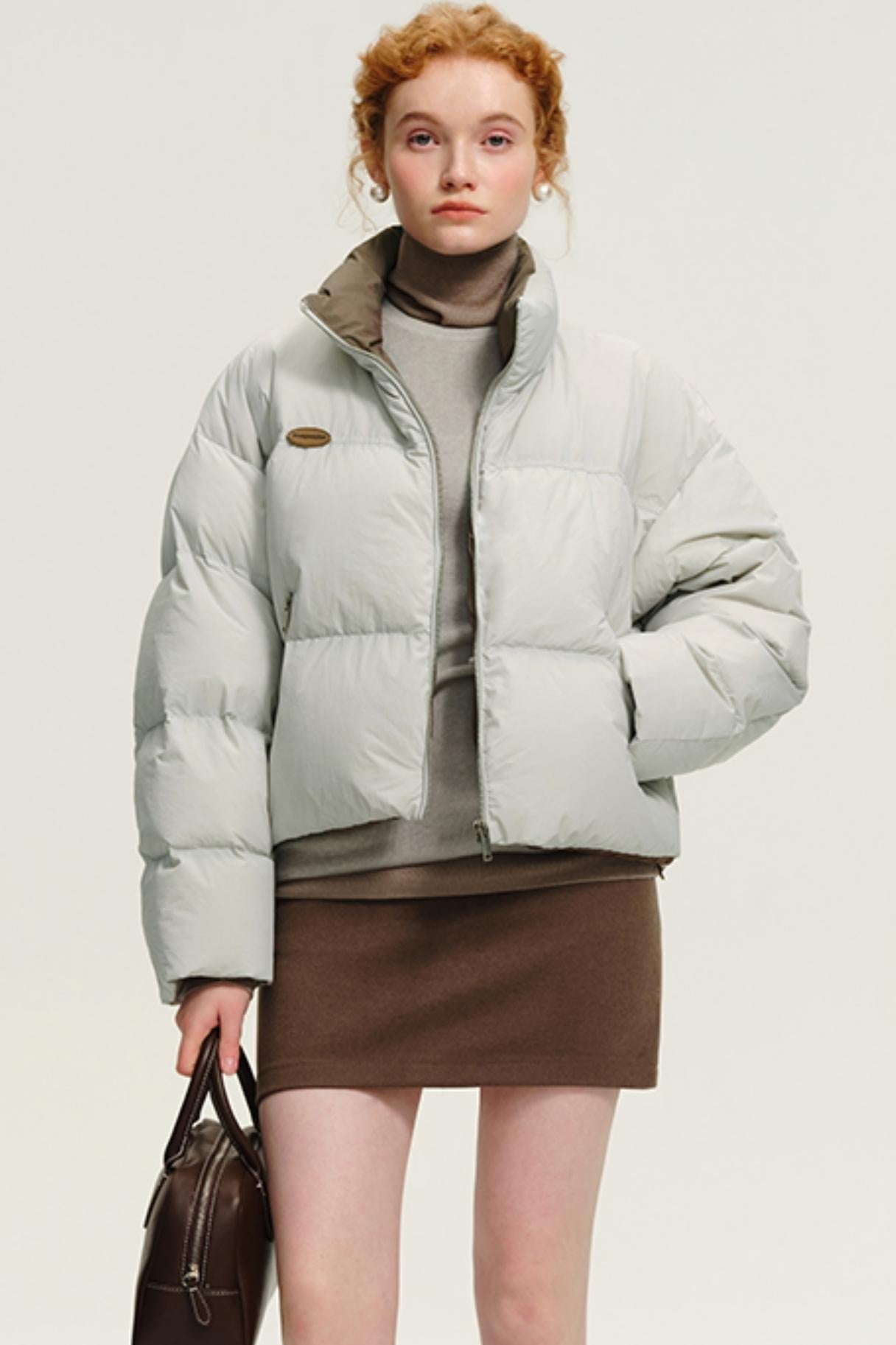 Korean Contrast Short Down Jacket