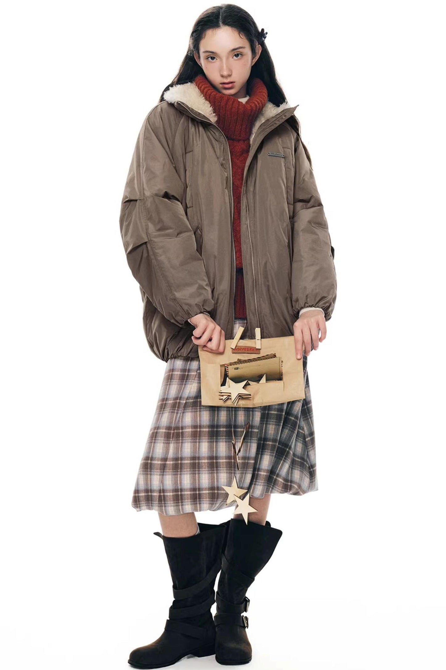 Cocoa Mousse Fur-Lined Jacket