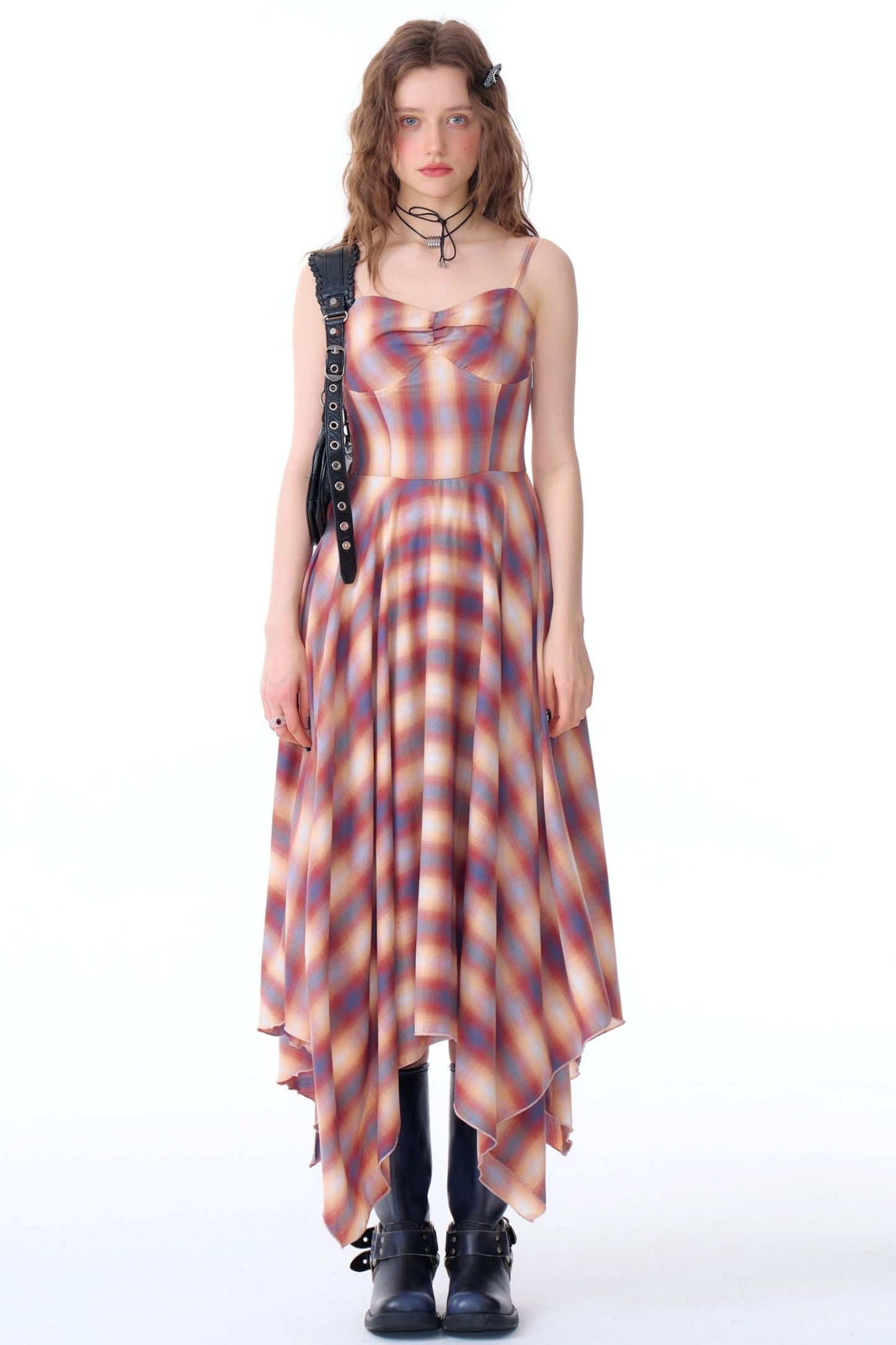 Retro Check Strap Dress