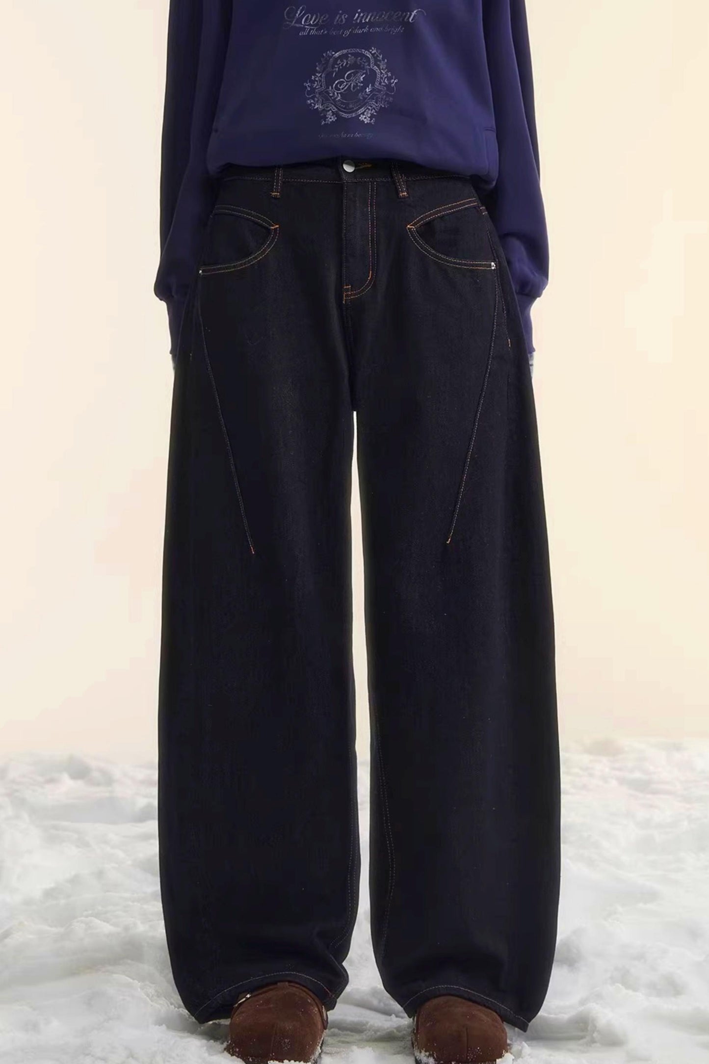 Brushed Distressed Retro Jeans