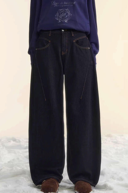 Brushed Distressed Retro Jeans