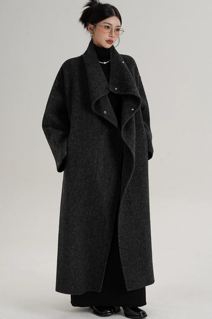Stand-Up Collar Elongated Wool Coat