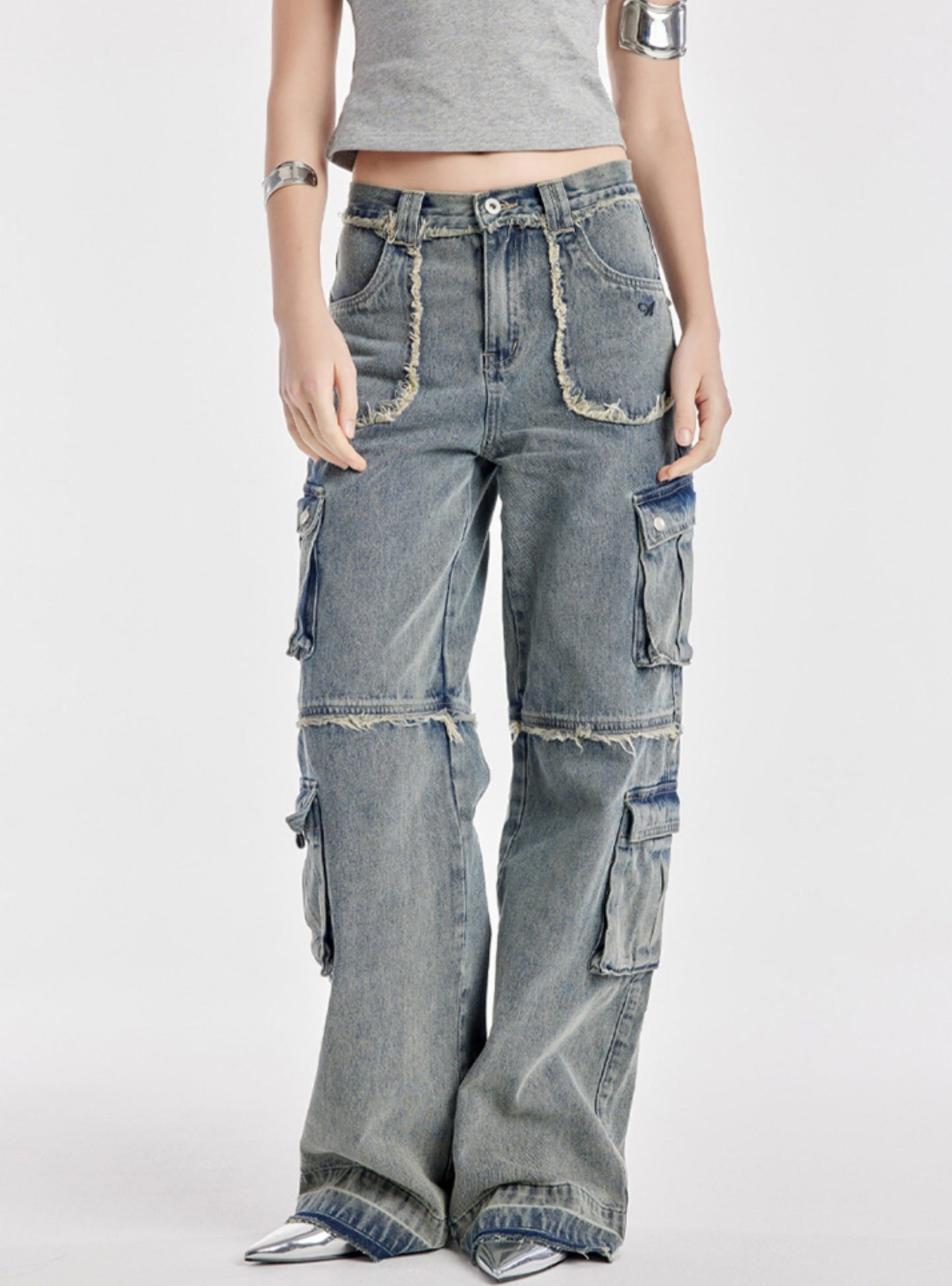 Cargo Large Straight Leg Jeans