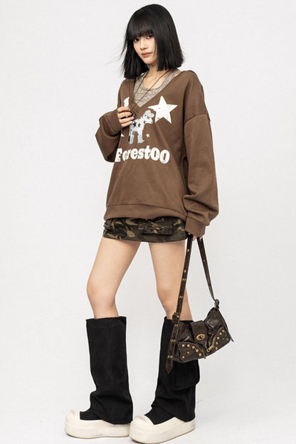 Slanted Shoulder Sweatshirt