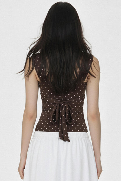 Retro Lace Polka Dot Vest