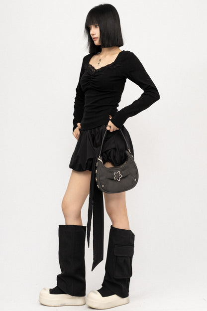 Backless Strappy Long Sleeve Top