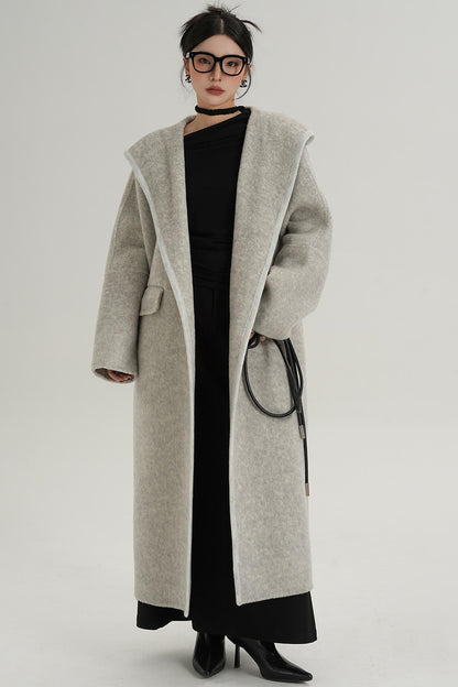 Lace-Up Wool Minimal Coat
