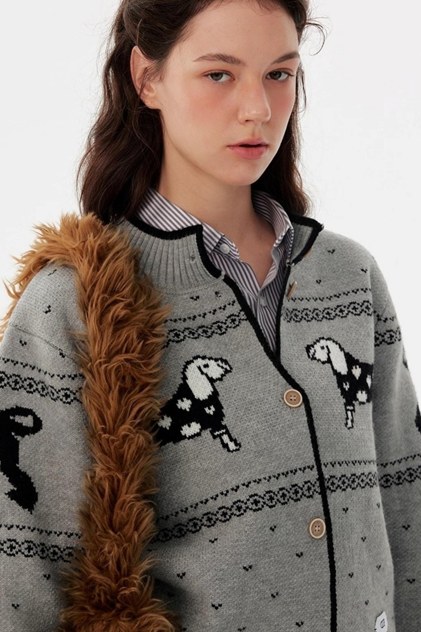 Nordic Retro Puppy Jacquard Knit Sweater