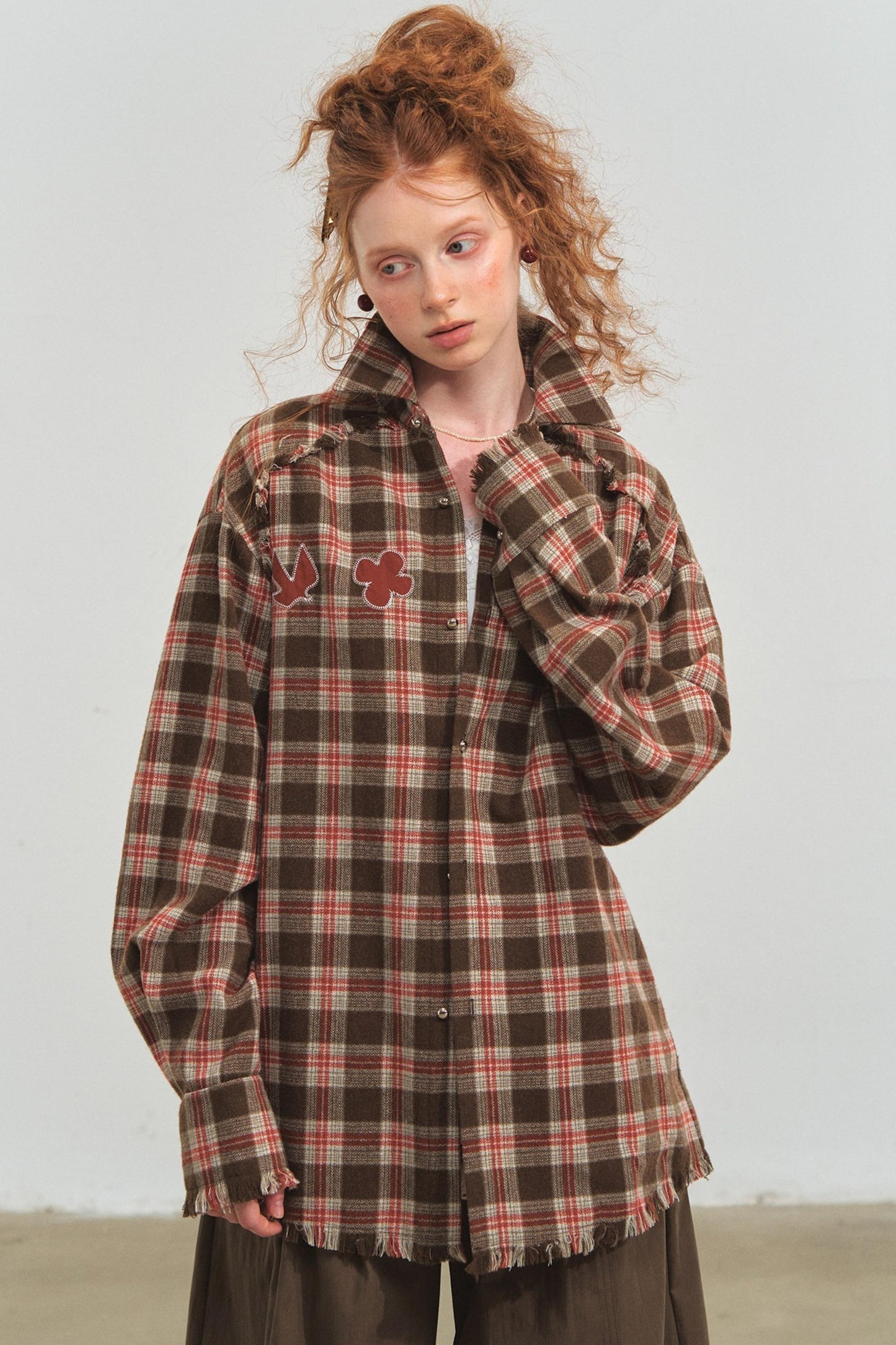 Plaid Collar Sweater Set-Up