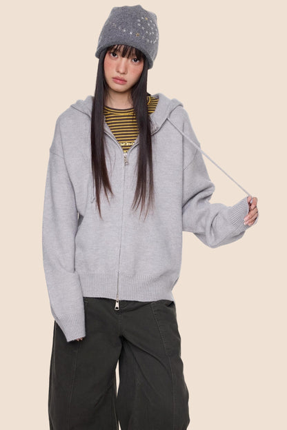 Fall Knit Hooded Cardigan