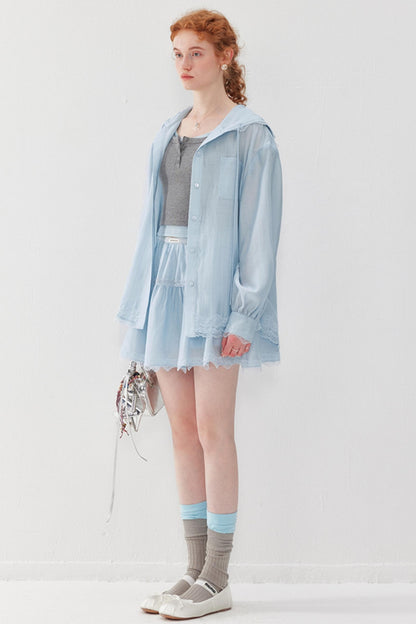 Misty Blue Hoodie Skirt Set-Up