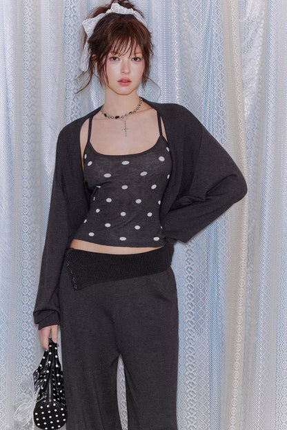 Lyocell Polka Dot Cardigan Set-Up