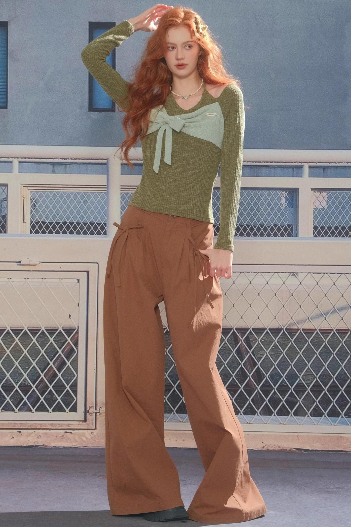 Autumn High-Waisted Slimming Brown Trousers