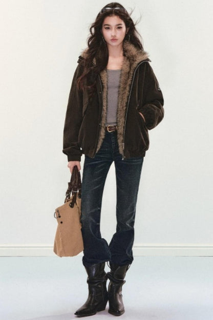 Retro Fur Collar Winter Coat