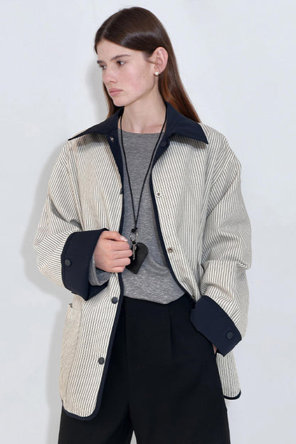 Casual Stripe Doubleside Trench Coat