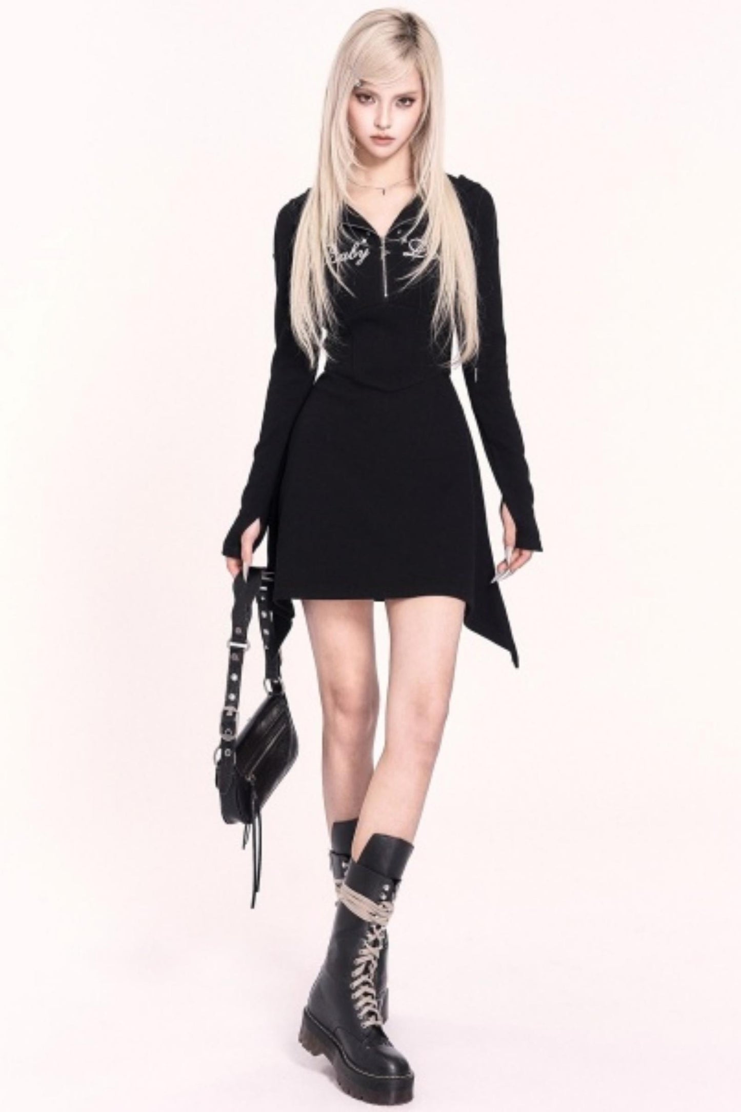 Irregular Hooded Sweatshirt Slimming Dress