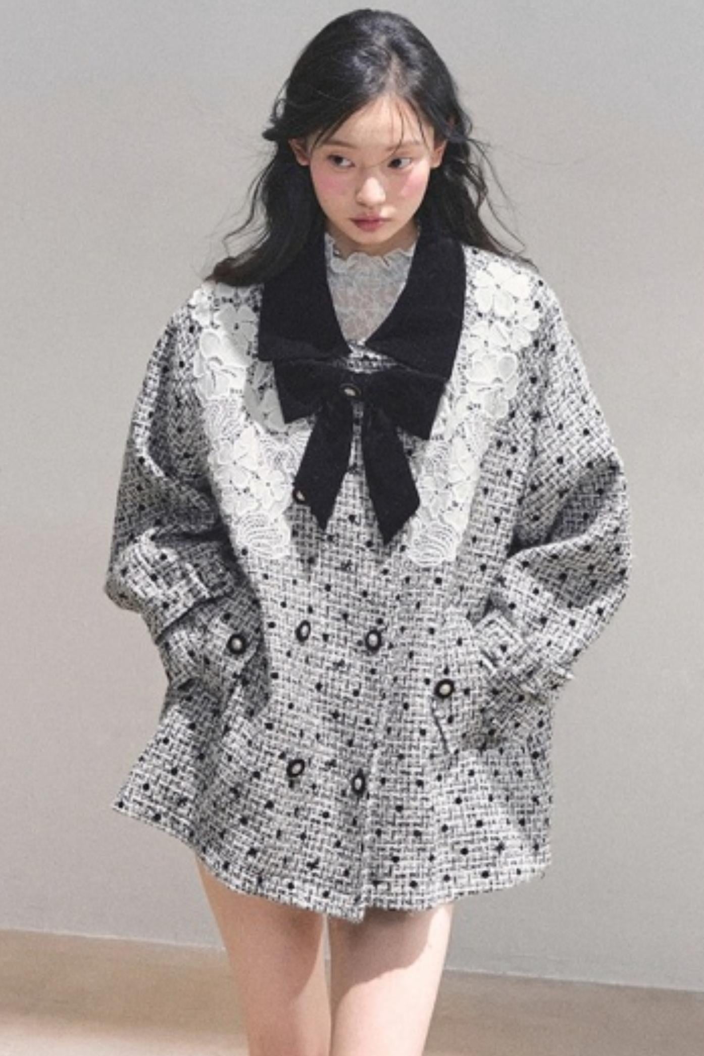 Lace Plaid Winter Coat