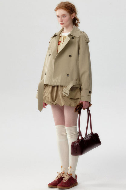 Double-Breasted Cropped Trench Coat