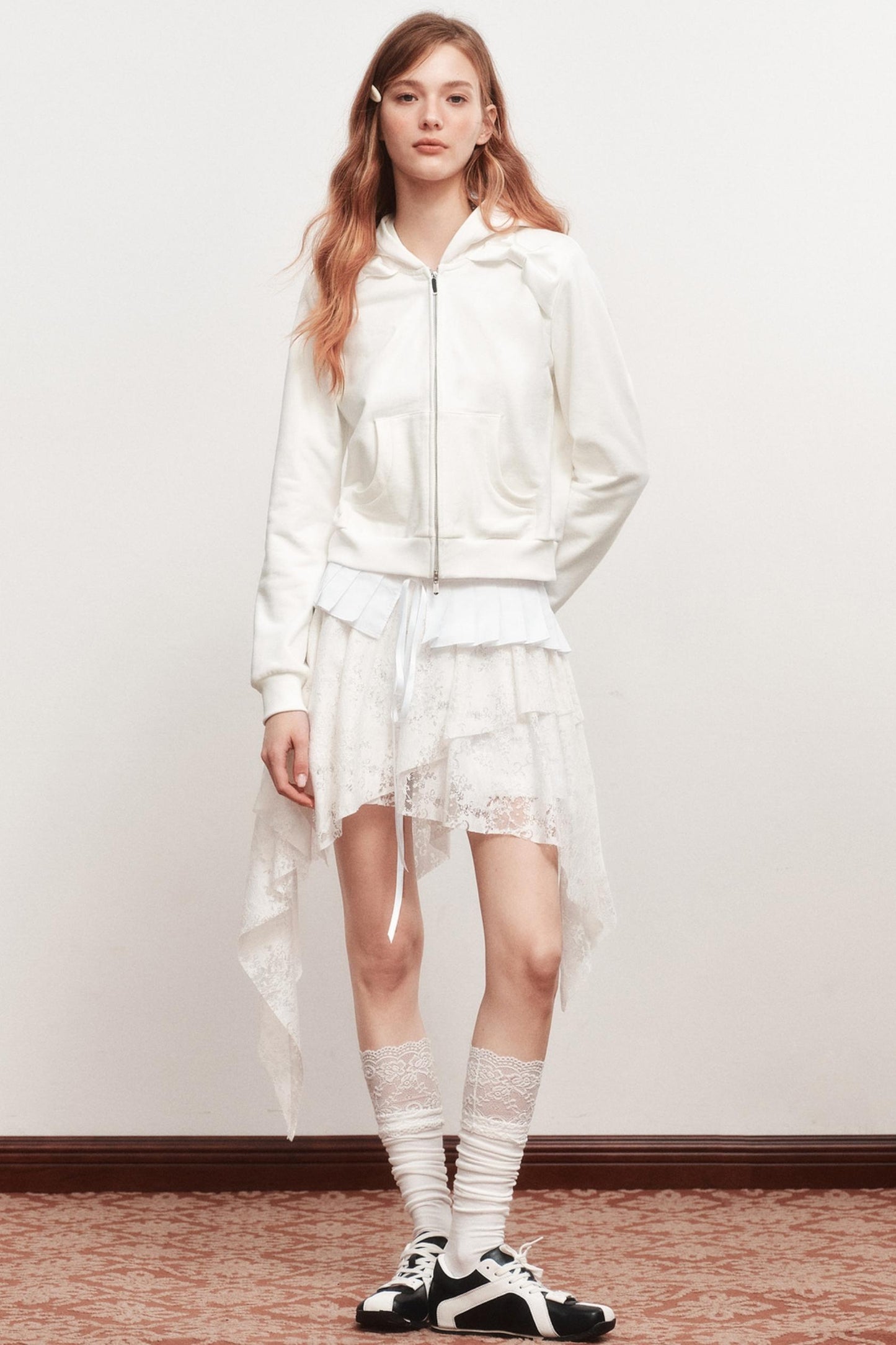 Hooded Zipper White Jacket