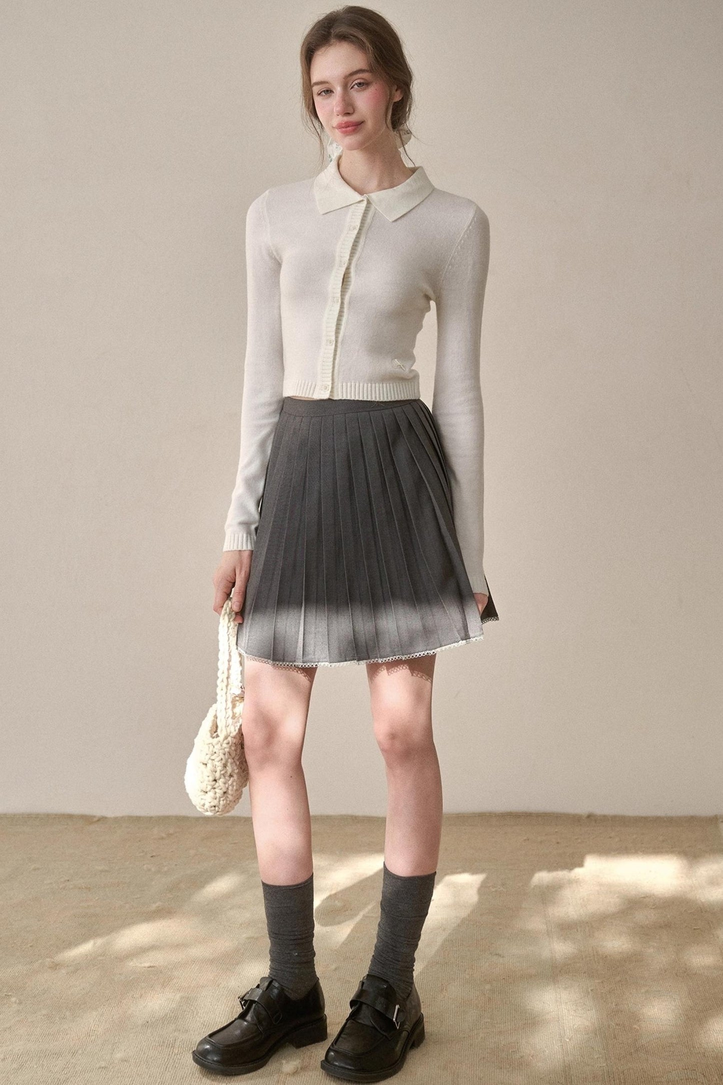 Gray Pleated Skirt