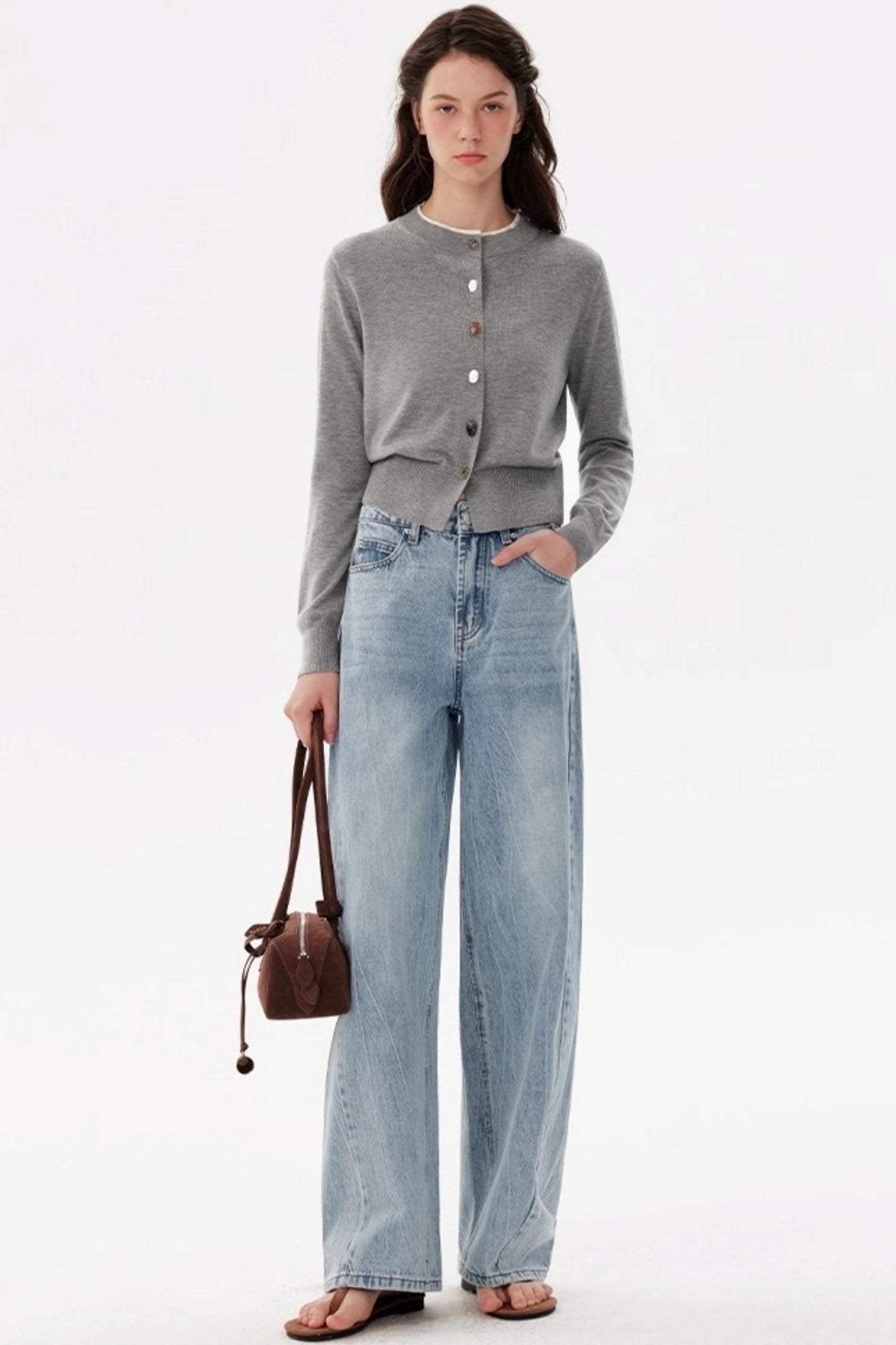 Washed Slimming Straight Leg Jeans