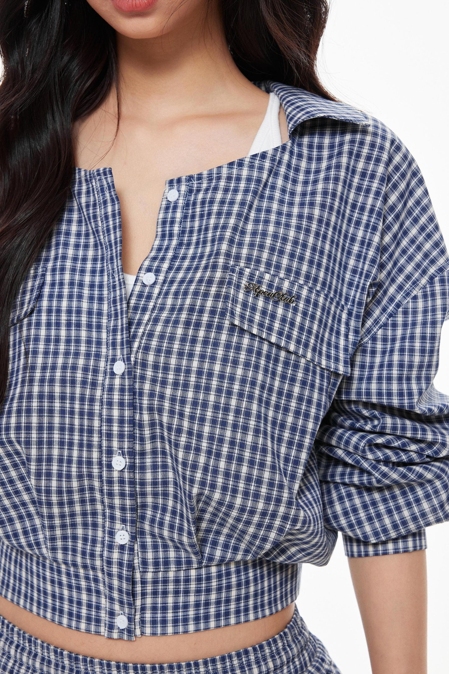 Blue Plaid Skirt Set-Up