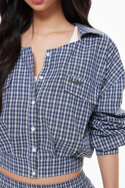 Blue Plaid Skirt Set-Up