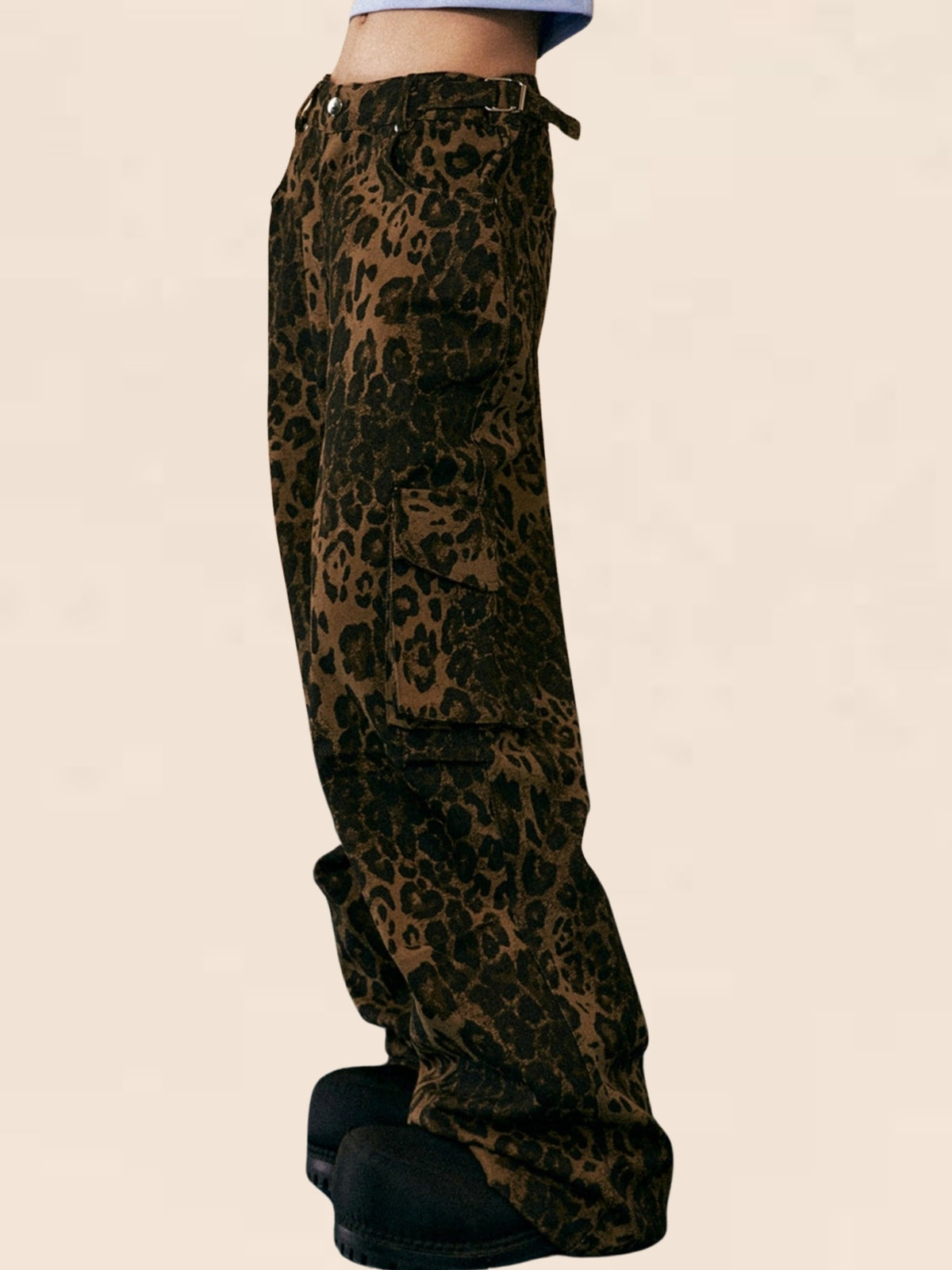 American Retro Leopard Print Casual Pants