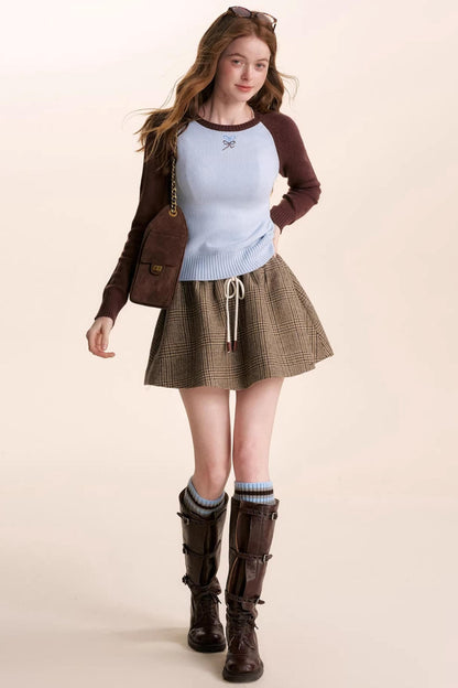 Retro Wool Plaid Skirt